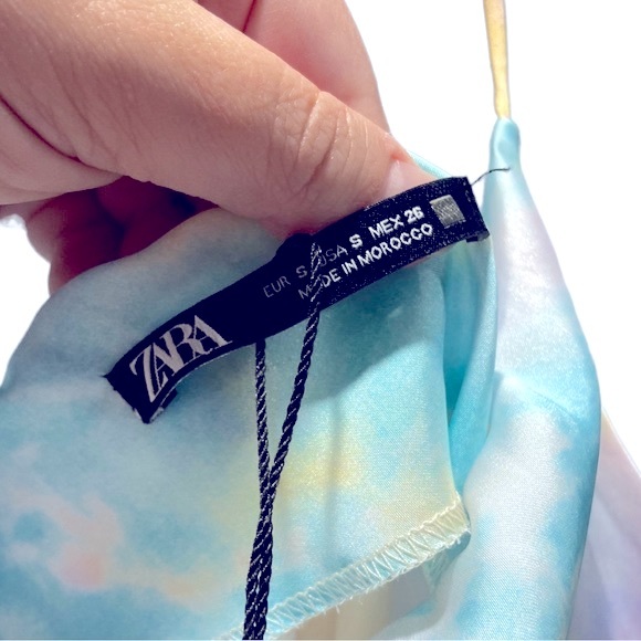 ZARA Tie Dye Satin Slip Midi Dress Size Small - Picture 14 of 16